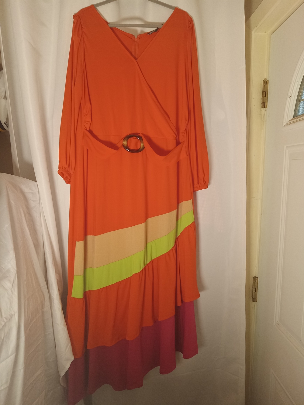 2X Megan Renee tiered ruffle asymmetrical maxi dress